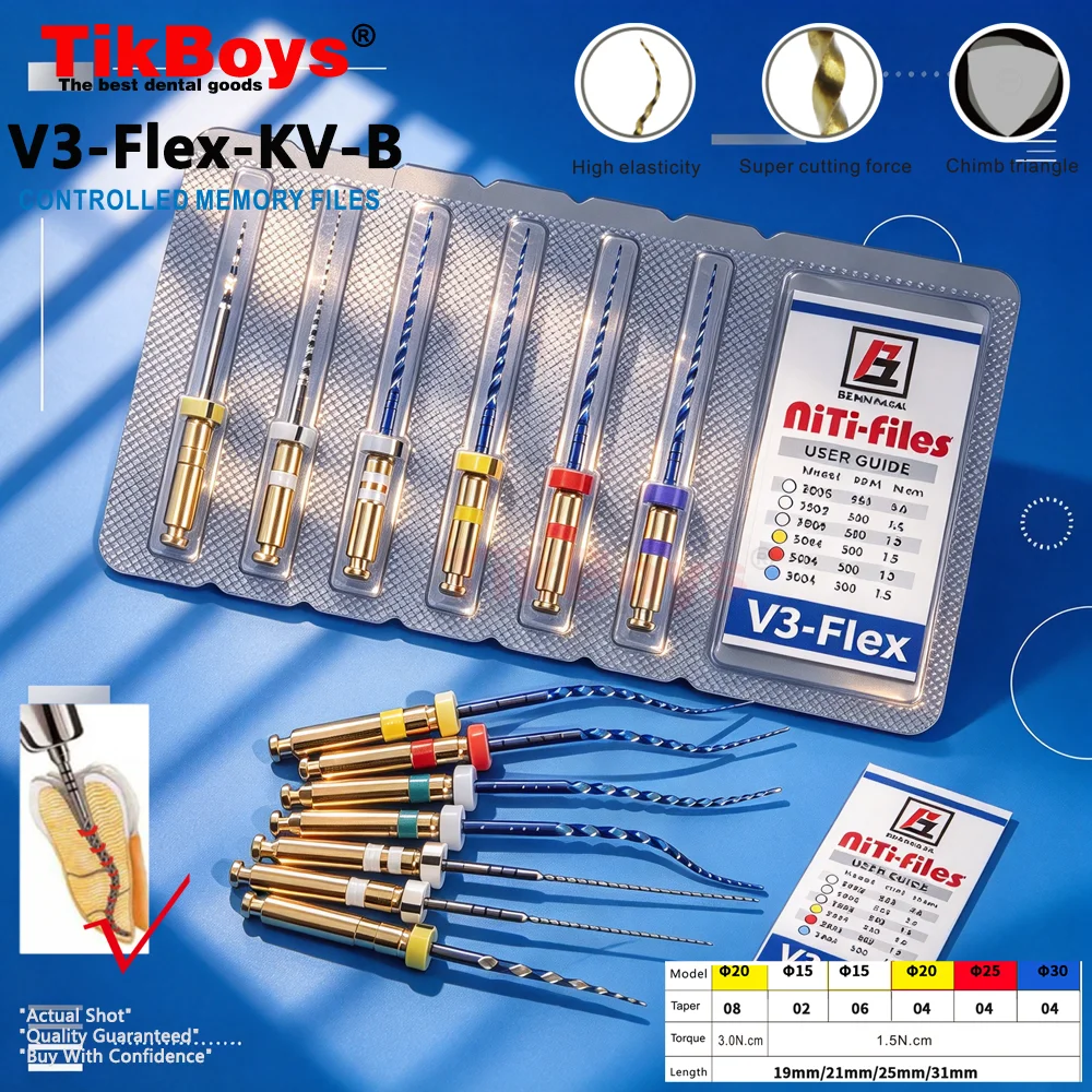 6pcs/Box Dental Endo V Blue Root Canal Rotary File Thermal Activation NiTi Files Engine Use #15-#40 45-80# 31mm/25mm Taper 04/06