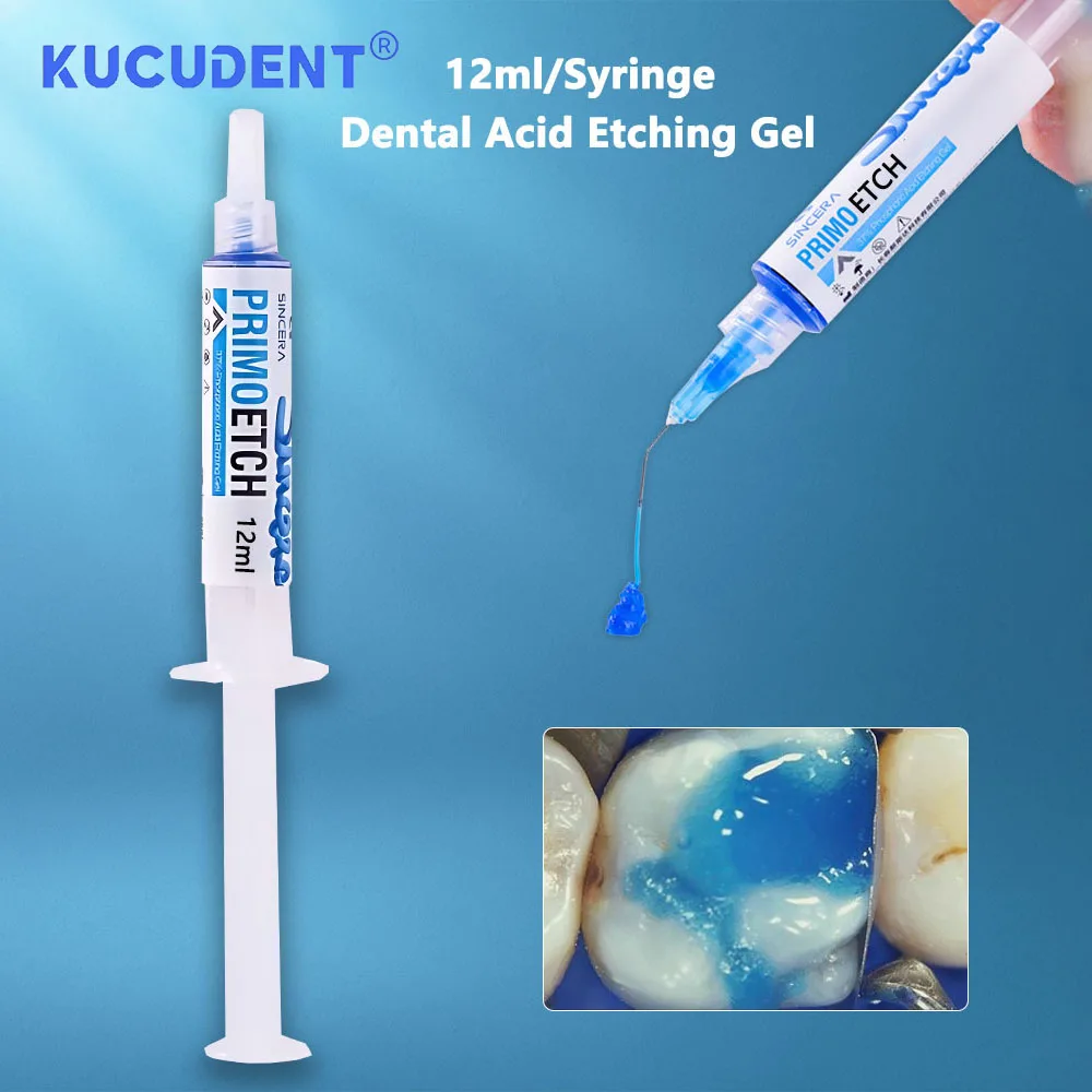 

12ML Dental Etchant Gel 37% Phosphoric Acid Dentist Grade Orthodontic Adhesive Etching Agent Blue Gel for Light Cure Bonding