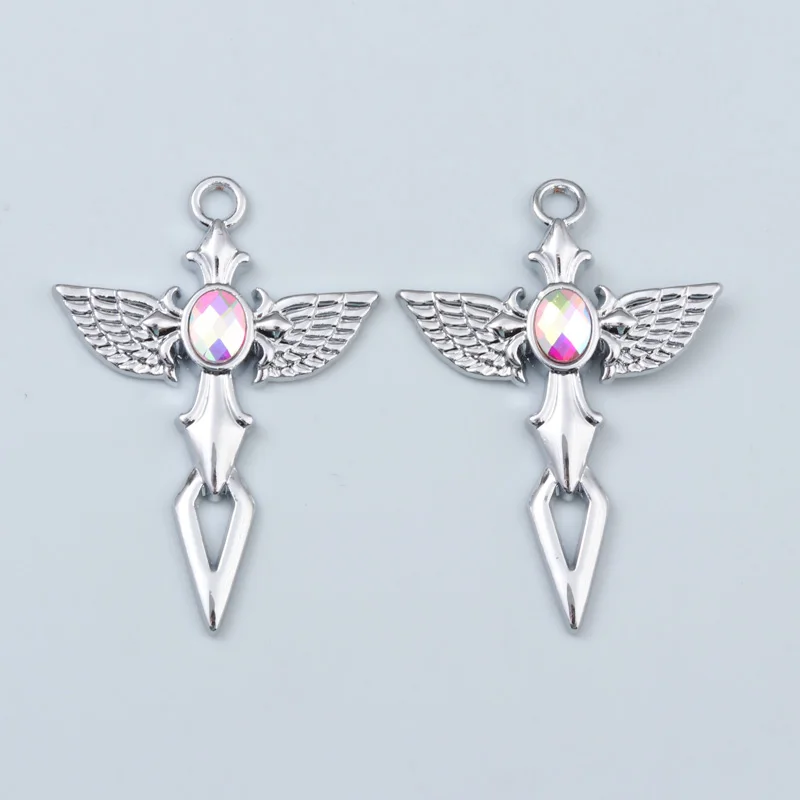 5pcs New Cross Charms Angel Sword Fashion Man Punk Style Pendants For Making DIY Jewelry Accessories Necklace Findings