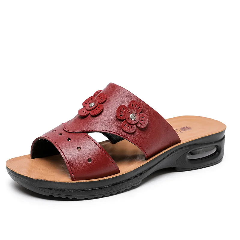 Summer Women Shoes Fashion Leather Casual Open Toe Sandals Women Beach Sandals Female Slippers Breathable Slip On Walking Shoes