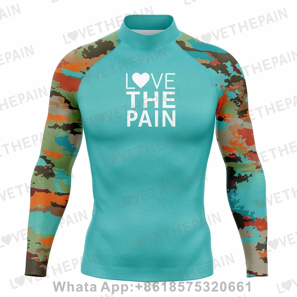 New Men's Rash Guards Swimsuit Long Surfing T-Shirt Print Swimming Clothes Elasticity Water Sports Beach UV Protection Swimwear