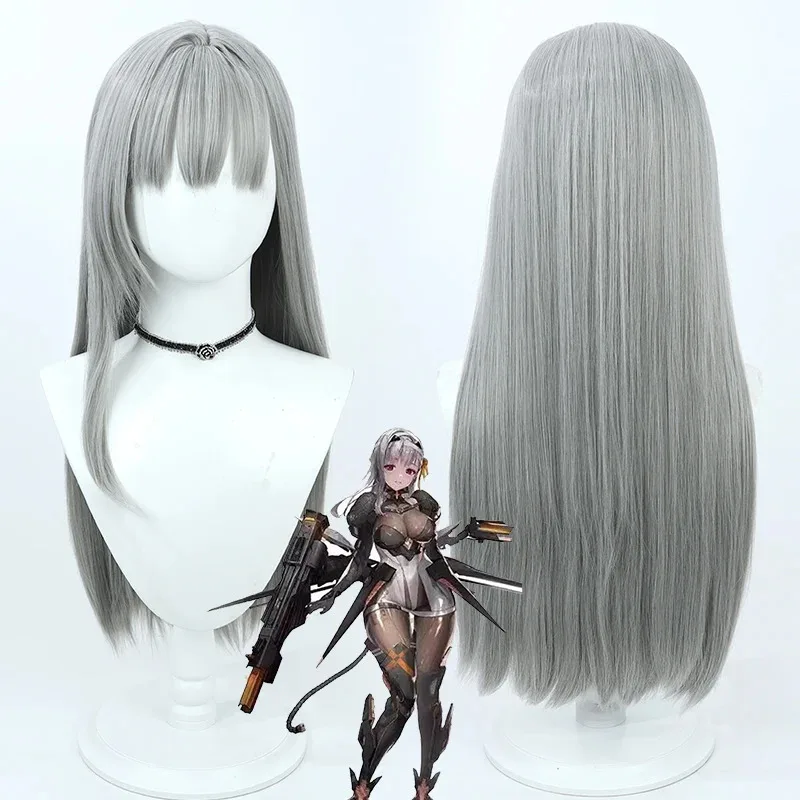 Modernia NIKKE The Goddess of Victory Cosplay Gray Long Hair Halloween Costume Party Role Play Wigs + Wig Capc;3.k'6;d.a;