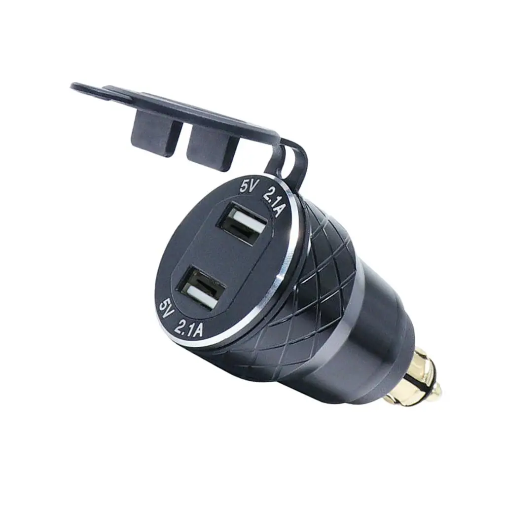 Dual USB DIN Motorcycle Charger 12V 24V Input LED Voltage Display for F800 F700 R1200 GS R1200RT