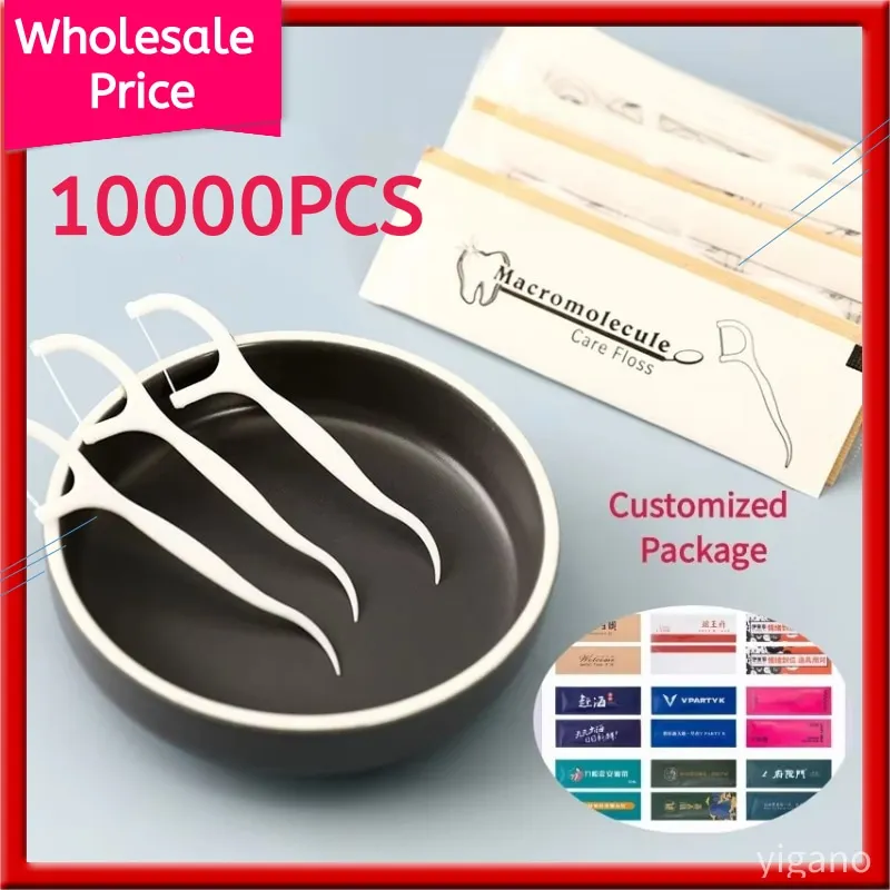 10000 Count Floss Picks Dental Tooth Picks Floss Sticks, Customized Package for Hotel Restaurant Dental Clinic Advertising