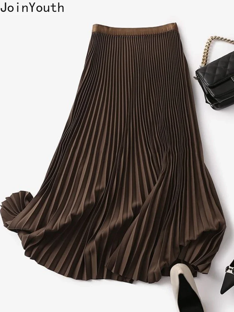 

Temperament Jupe Chic Pleated Skirts for Women 2024 Faldas Mujer De Moda High Waist A-line Saia Solid Color Vintage Skirt 27u367