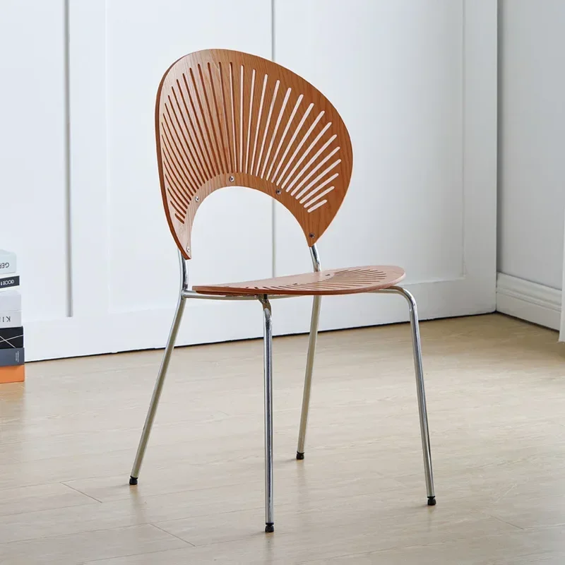Nordic Vintage Solid Wood Shell Dining Chair mid Century Minimalist Backrest Stool French Style Kitchen Table Chair