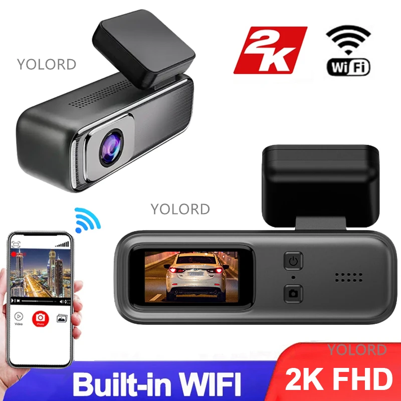 2K 1296P FHD Compact Mini Car DVR Dash Cam Smart Wifi Connection Driver Video Recorder DashCam 24H Parking Monitor