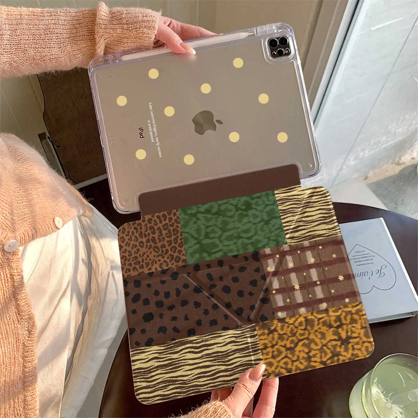 Brown Patchwork Polka Dots Case For iPad Air 11 Case iPad 10th 11th A16 9th Cover iPad Pro11 4 5 10.9in 12.9 M2 M3 M4 Mini Air 7