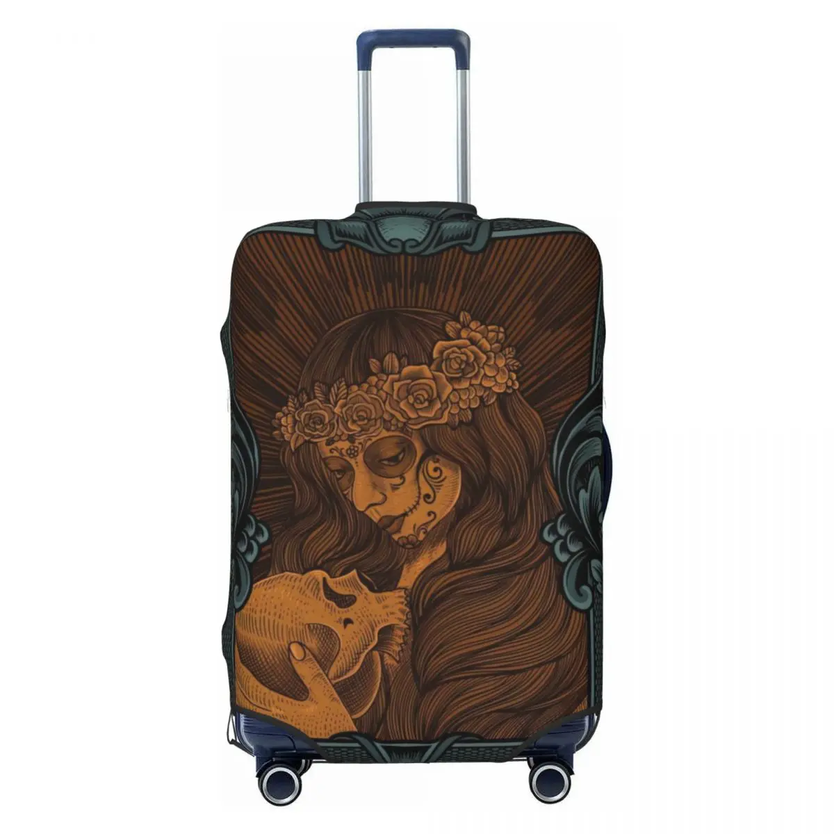 Sugar Skull Woman With Engraving Style Print Luggage Protective Dust Covers Elastic Waterproof 18-32inch Suitcase Cover