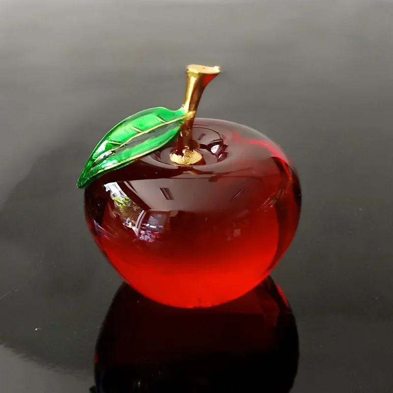1 Pcs Fashionable Transparent Crystal Glass Apple Creative Home Decoration Ornament Beautiful Festive