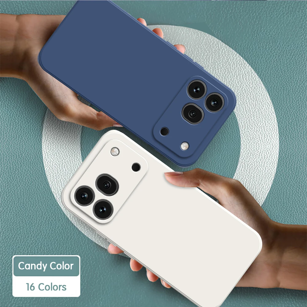 Original Soft Phone Case für Honor 600 Pro 600Pro 5G, quadratisch, aus flüssigem Silikon, schlicht, klassisch, Linsenschutz, Rückseite, Funda Capa