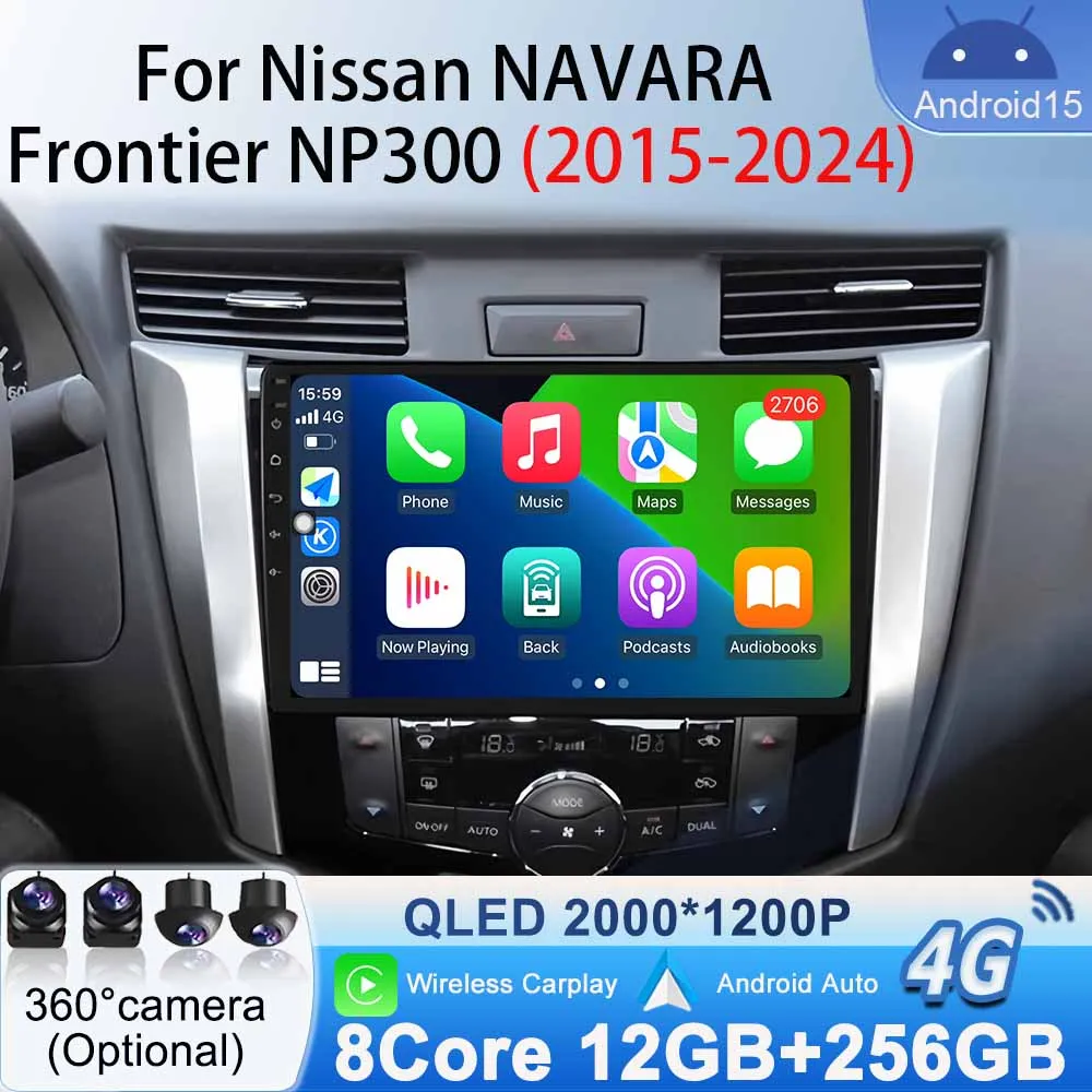 

Bluetooth for Nissan NAVARA Frontier NP300 2015 -2024 WiFi Car Radio Stereo Multimedia Video BT GPS Navigation Player Android 15