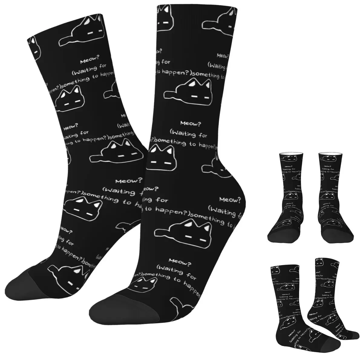 Gamer Omori Socks Waiting for Something to Happen Retro Stockings Men Comfortable Skateboard Socks Winter Graphic Non-Slip Socks