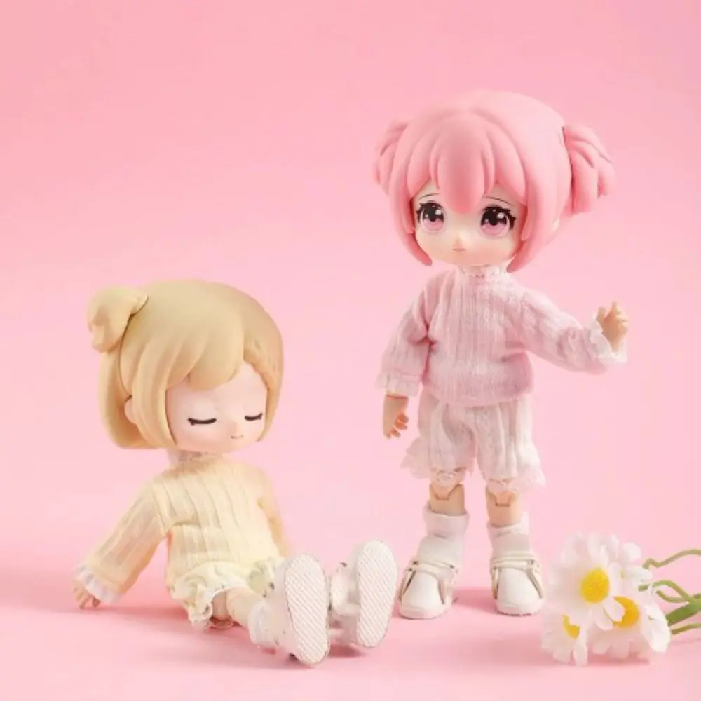 Losse 1/12 Pop Bodems Vrijetijdskleding Effen Kleur Lange Mouwen Elastische Shirts Mode Schattige Pop Outfit Kleding voor 1/11 OB11 Pop