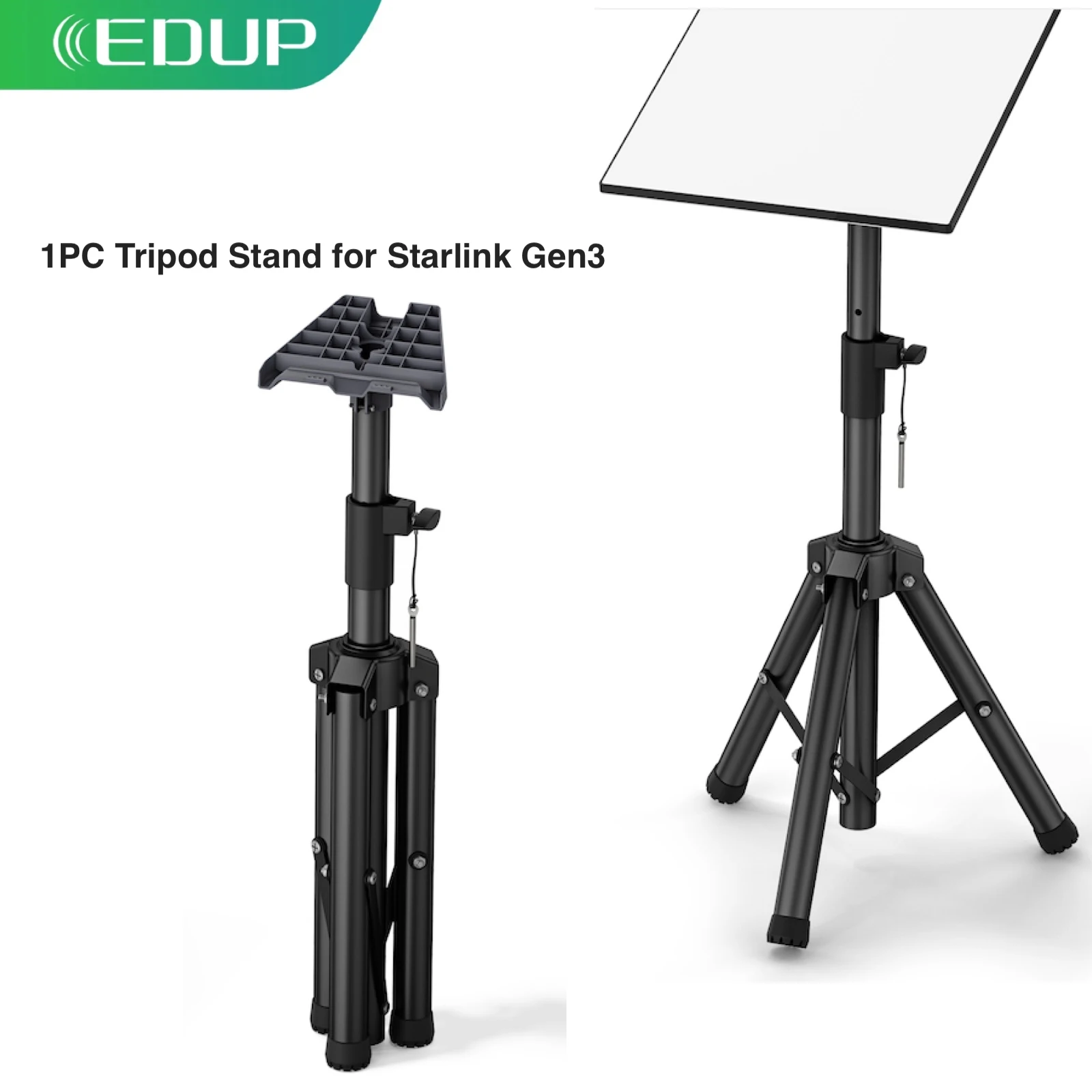 EDUP Starlink Gen 3 Tripod Adjustable Height Mount Tripod Stand with Starlink Pipe Adapter for Roof Yard Camping and RV Travel