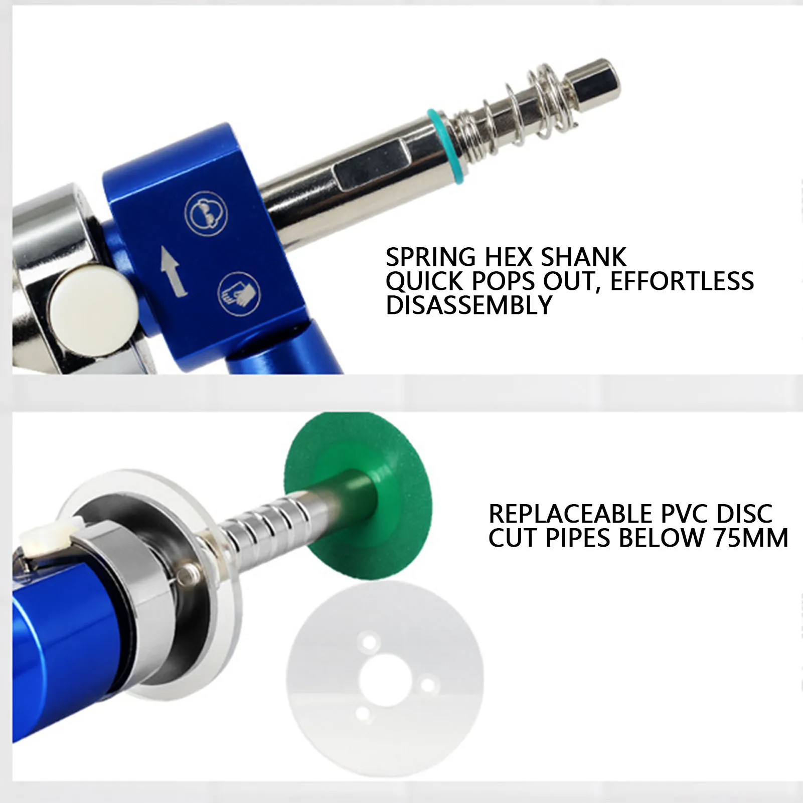 Interne pijpsnijder, 6-105 mm, met instelbare diepte, voor het snijden van PVC- en ABS-buizen, met een 1/4 inch schacht, geschikt voor gebruik met een elektrische boormachine.