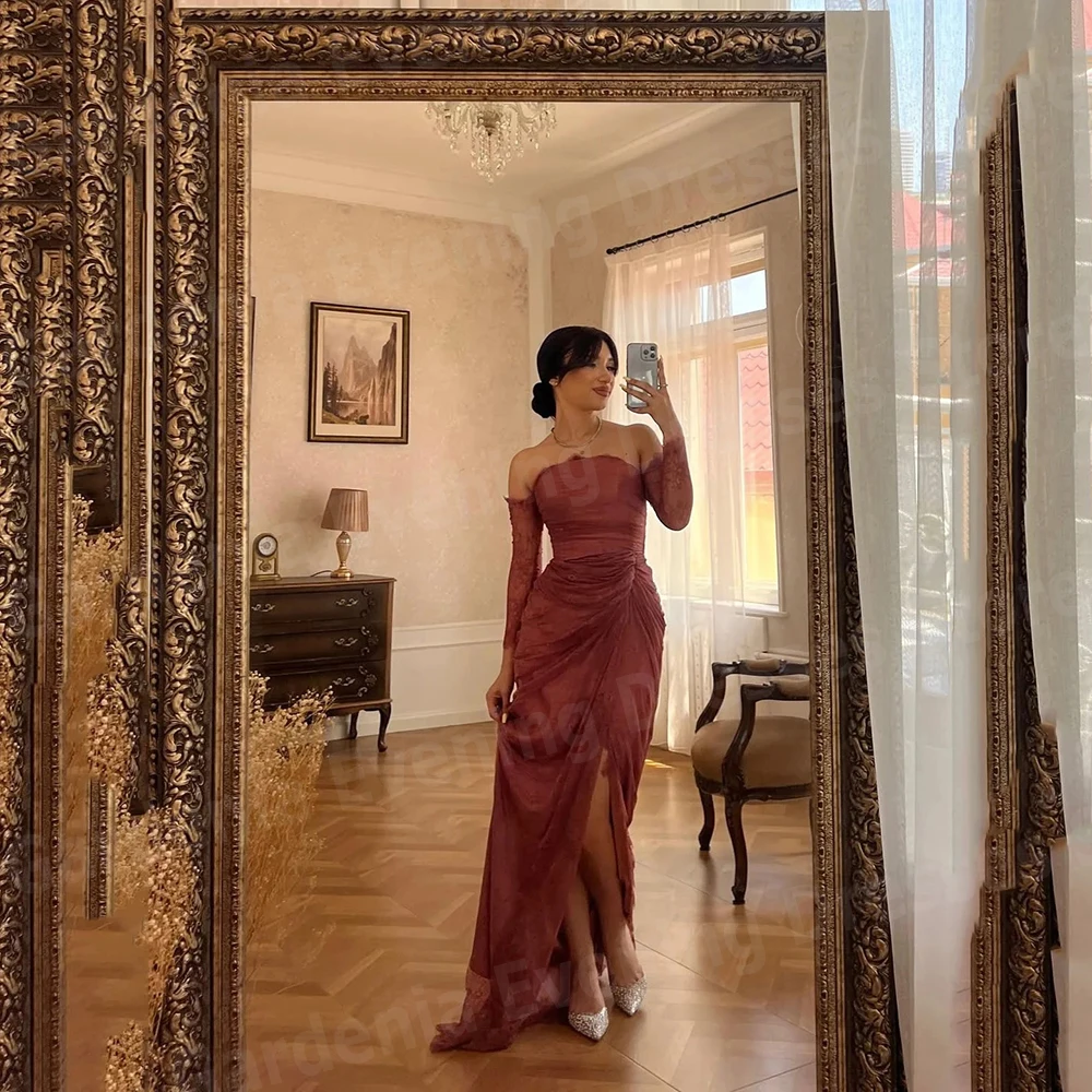 

Элегантные женские вечерние платья русалки, кружевные платья для выпускного вечера, платья с длинными рукавами по индивидуальному заказу, Vestidos Para Mujer Elegantes