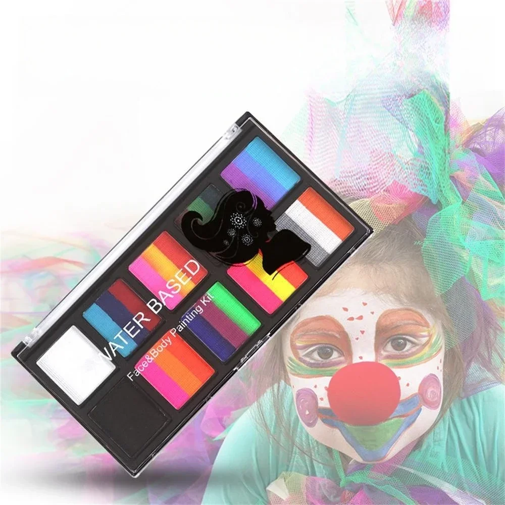 Multicolor Rainbow Face Paint Water-Soluble Children's Face Painting Tattoo Paints Art Party Makeup Beauty Paint Palette Kit