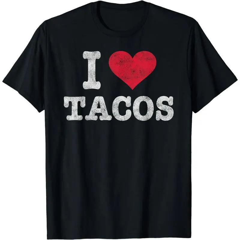 

I Love Tacos T-Shirt - Funny Foodie Mexican Food Graphic Tee, Humorous Taco Lover Gift for Men Women, Retro Culinary Casual Top