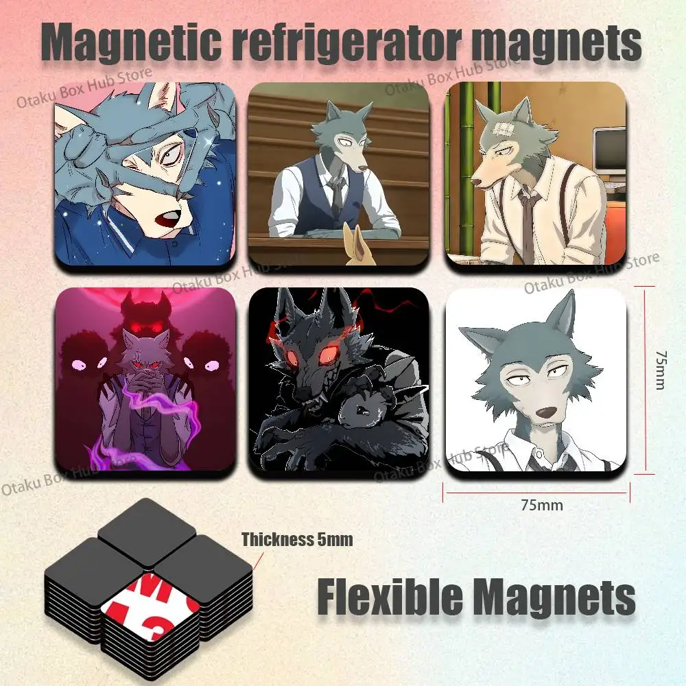 BEASTARS Legoshi Cute Cartoon Anime Refrigerator Magnets Soft Magnetic Heat Transfer Refrigerator Magnets Gift