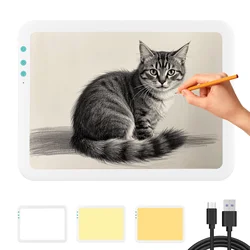 10000Lux super bright A4 Light Box with 3500mAH battery, 6 dimming levels and 3 color temperatures for Tacking, Diamond Painting