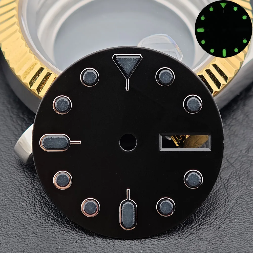 قطر قرص 28.5 ملم حركة NH36 قرص مضيء مع ملحقات ساعة تقويم مزدوج قرص قابل للتخصيص شعار DIY