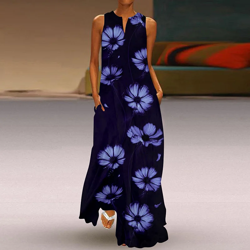 Элегантные женские платья макси, летнее сексуальное длинное платье с v-образным вырезом и принтом Y2k Vetement Femme Tendance Vestidos Invitada Mujer 2024 Para