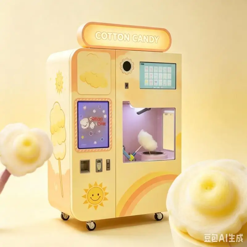 Customized Smart Cotton Candy Vending Machine Automatic Candy Floss Maker With Remote Management Function Commercial