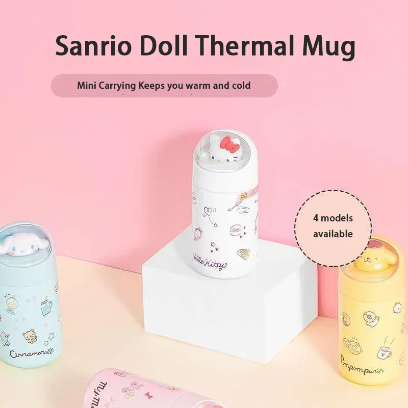 Echte Miniso Sanrio-Serie Cinnamoroll Hello Kitty Thermische Beker Pop Thermische Beker Schattige Student Mini Pompompurin Kindercadeau