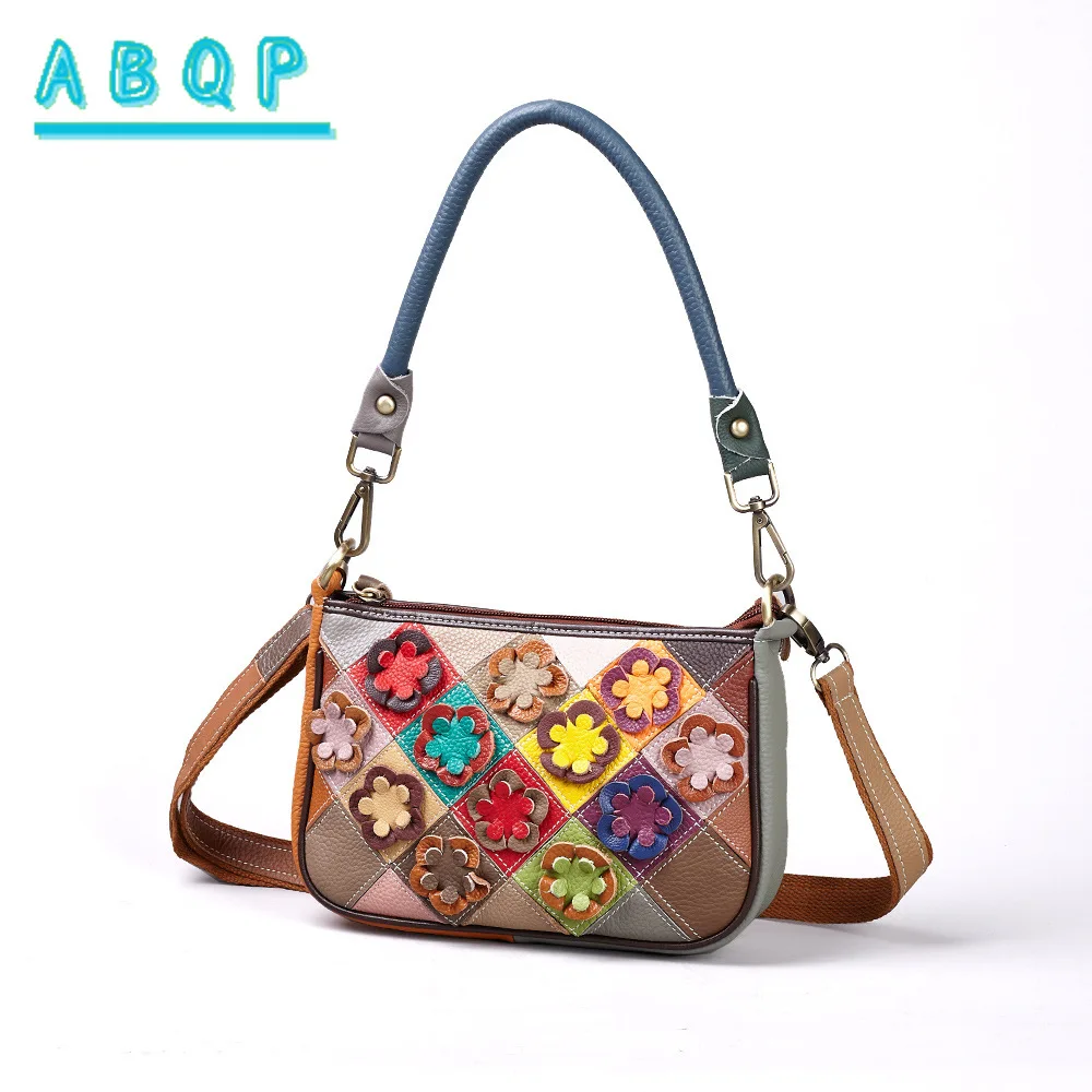 

Women's Messenger Bag Portable Cowhide Leather Bag Handmade Contrasting Color Handbag Shoulder Bag Large Capacity Simple