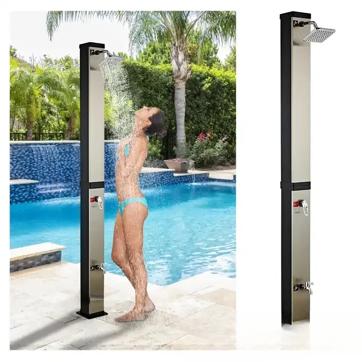 Amazon special brushed panel silver 40L large capacity square shape outdoor European shower column