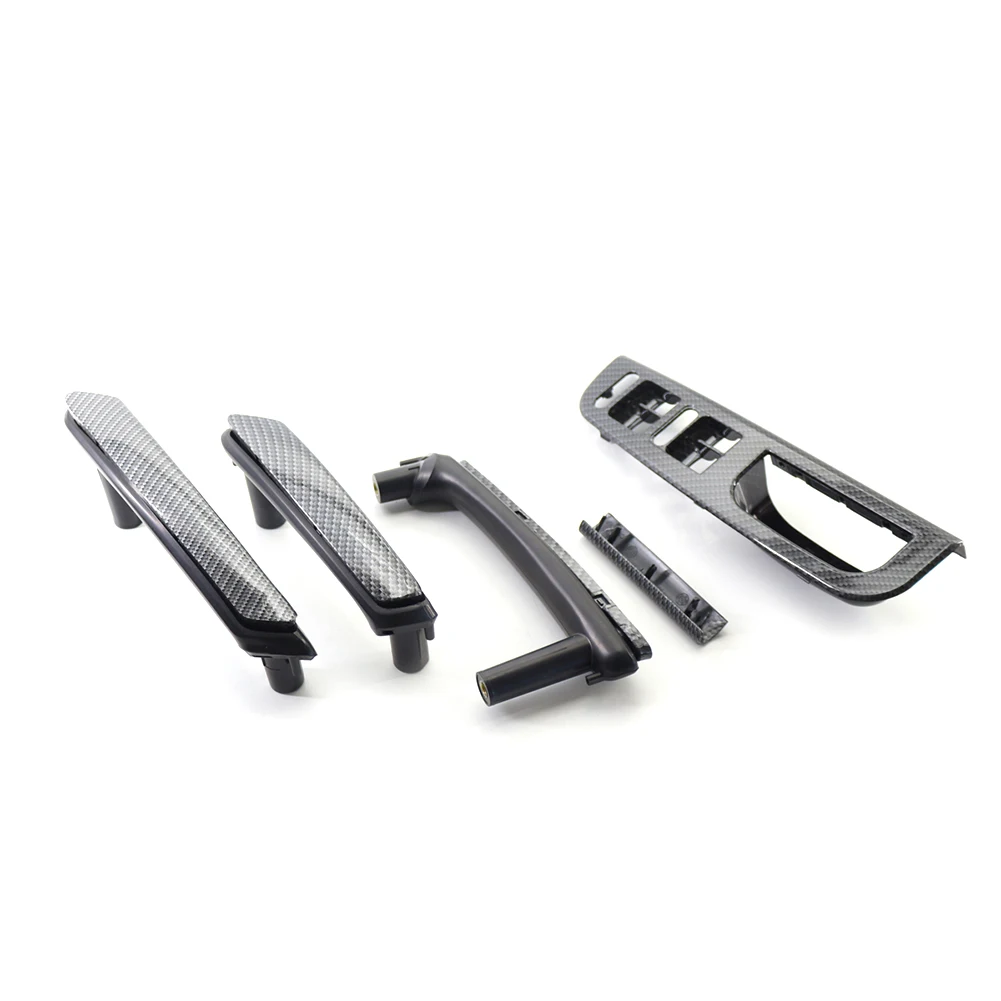 نافذة التبديل لوحة التحكم تقليم ألياف الكربون نمط الباب الداخلي انتزاع مقبض مقابض باب السيارة لشركة فولكس فاجن باسات B5 98-05 4-DR LHD #6