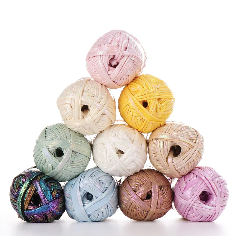 Plaid Metallic Yarn for Crochet, Shiny Glitter, Polyester Thread, Handbag, DIY Knitting, 100g