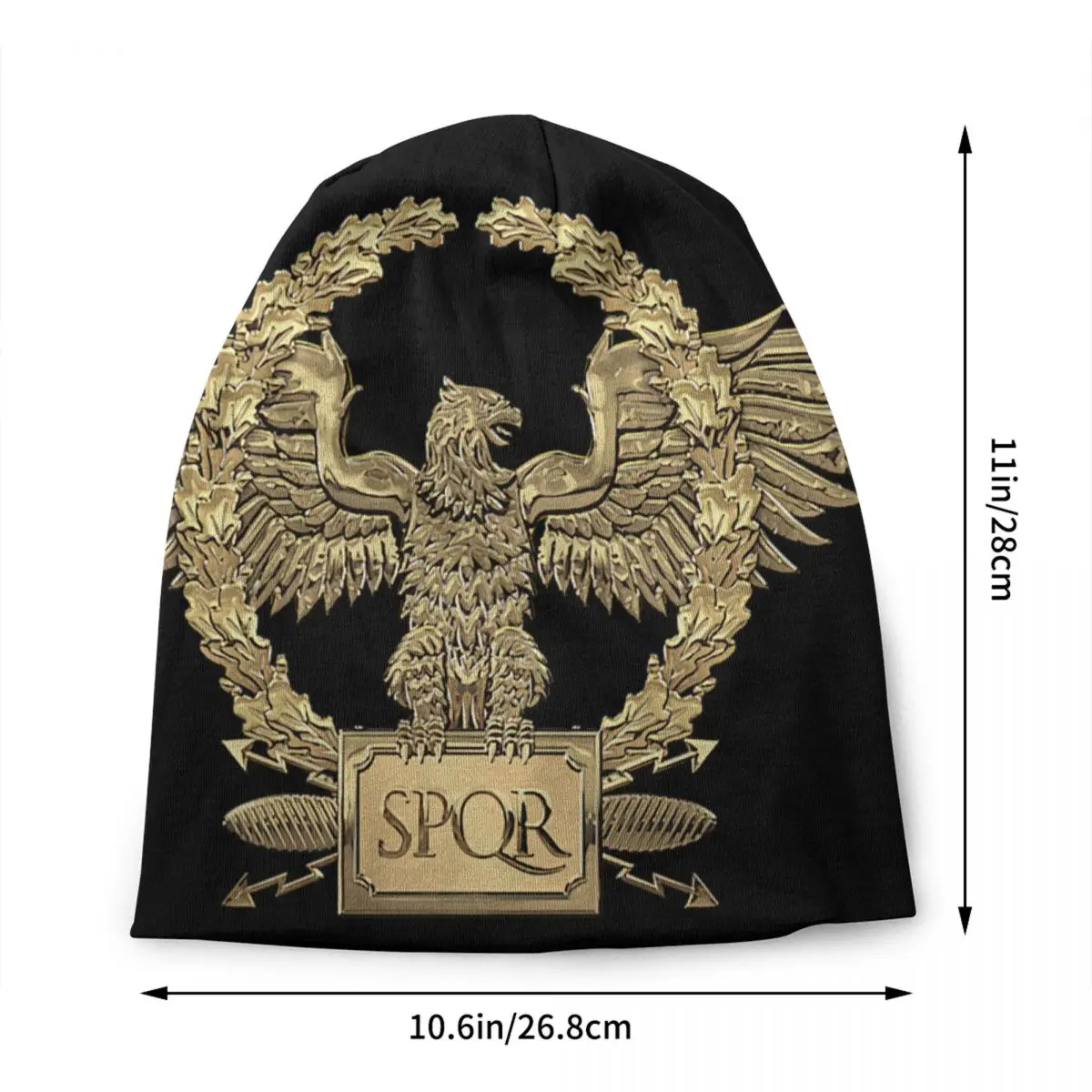 Gold SPQR Roman Imperial Eagle Bonnet Hat Knit Hats Men Women Cool Unisex Winter Warm Beanies Cap