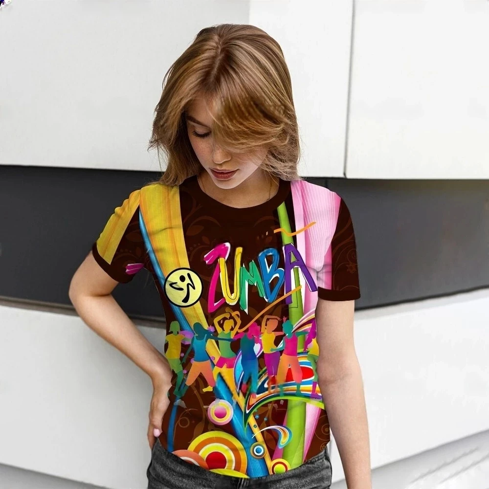 Fashionable summer printed women's short sleeved sports casual quick drying women's short sleeved street fashion Harajuku women'