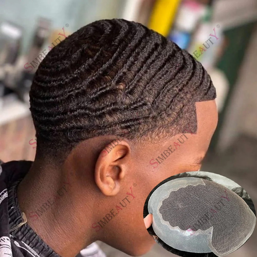 

Система замещения волос для мужчин: незаметные отбеленные узлы, афро-кудрявые черные человеческие волосы, кружевная основа Q6, прочная, 8 мм, 12 мм, 360 Waves, парик-накладка