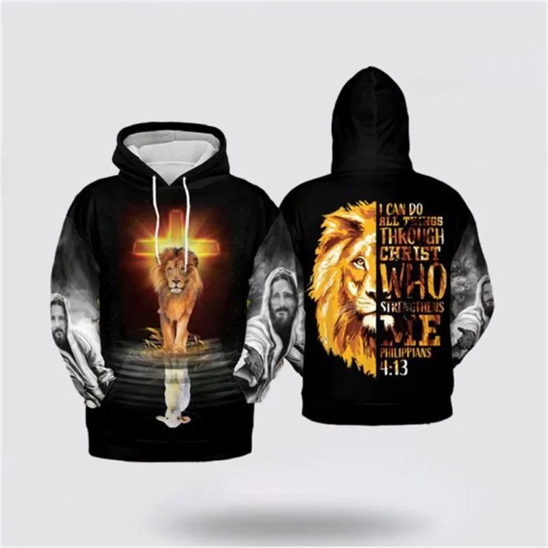 

3D Christian Jesus Printing Men's Hoodies Outdoor Daily Long Sleeved Sweatshirts Tops Kid Fashion Streetwear Pullovers Clothing