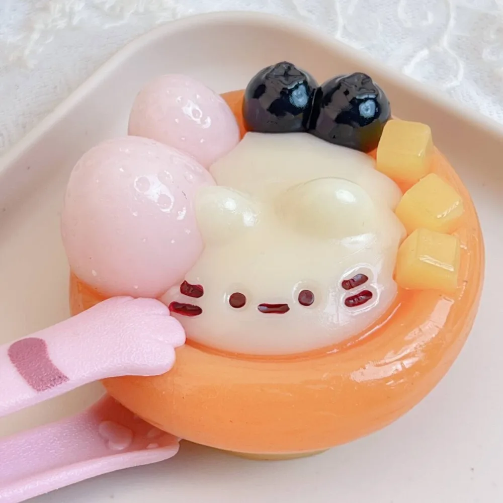 Taba Squishy Cute Kitten Egg Tart  Squeeze Toy - Soft Stress Relief Fidget Sensory Toys for Anxiety, Fun Gifts for Kids Adults