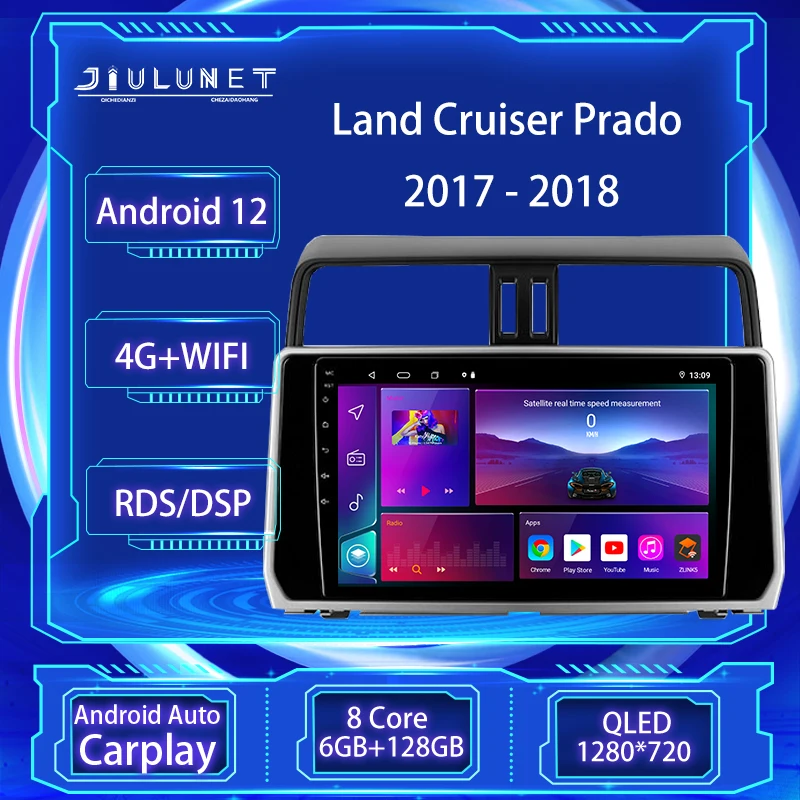 

JIULUNET 8-ядерный автомобильный радиоприемник Android 12 для Toyota Land Cruiser Prado 150 2017 - 2018 мультимедийный плеер навигация Carplay авто