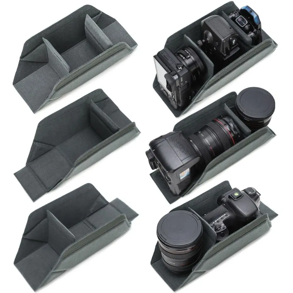

Складная внутренняя сумка для объектива камеры Противоударная влагостойкая сумка-вкладыш для зеркальной фотокамеры Защитное оборудование Мягкие отделения Сумка-вставка для DSLR