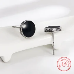 Gioielli di moda di alta qualità da donna in argento Sterling massiccio 925 nuovi orecchini a bottone con Wafer nero XY0203