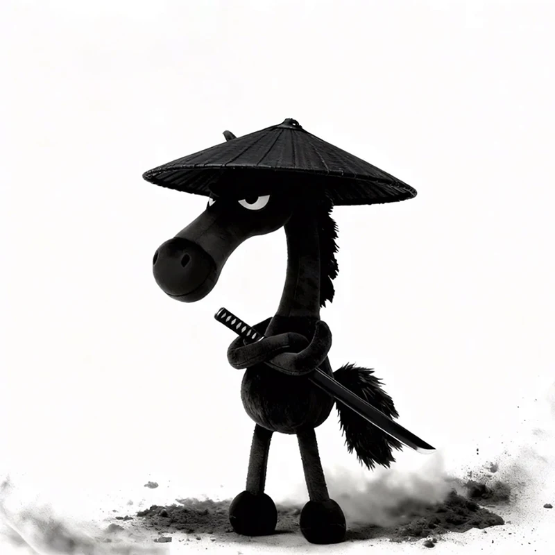 

Плюшевый брелок-талисман «Черный конь» 2026 года, кавайная подвеска в виде животного для подарка на Новый год и аксессуаров для сумок