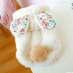 1PC Pet Clothes Winter Thick White Fragmented Rabbit Cotton Clothes Suitable for Small and Medium sized Dogs