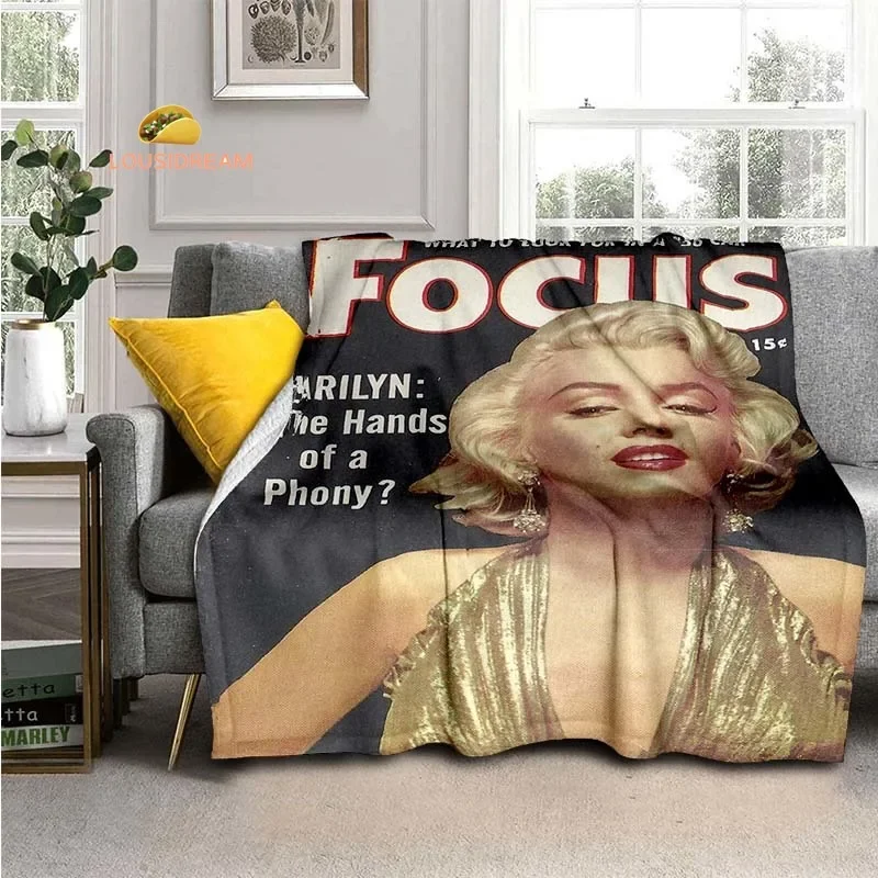 Singer M-Marilyn Monroe Flannel Soft Warm Blanket Retro Blanket Bed Bedroom Living Room Sofa Travel Picnic Blanket Birthday Gift