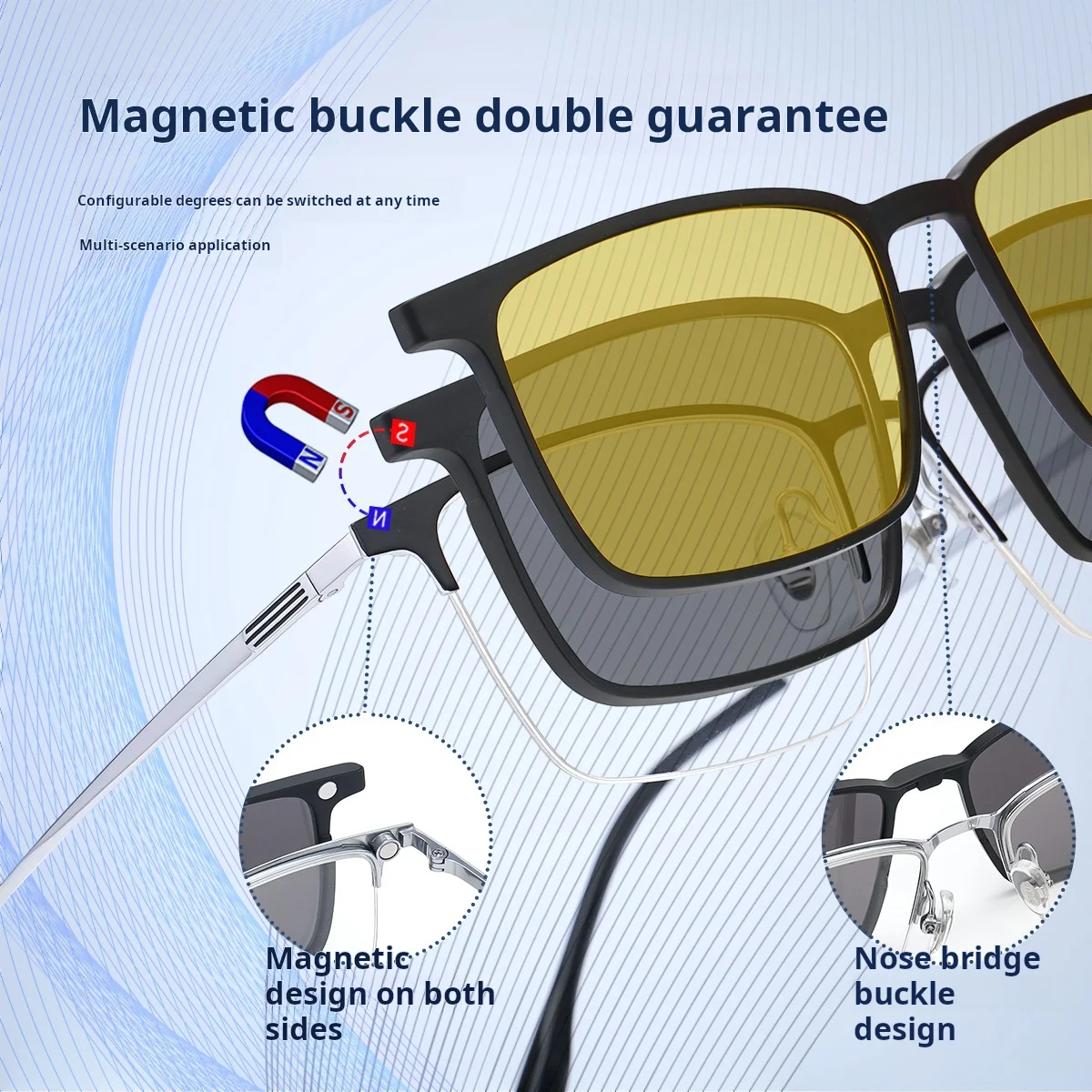 MOMOJA Kacamata Magnetik Titanium Murni Tren Mode Klip Pasar Malam Terpolarisasi Kacamata Resep Optik Pria Empat Dalam Satu