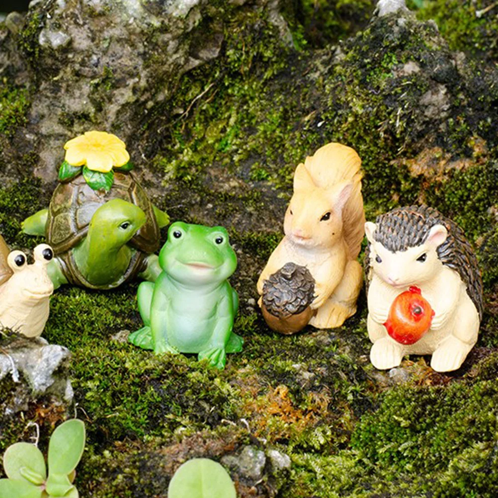 

1pc Animal Resin Decor Flower Bonsai Ornament Micro Landscape Garden Adornment Bright Color Realistic Details For Indoor