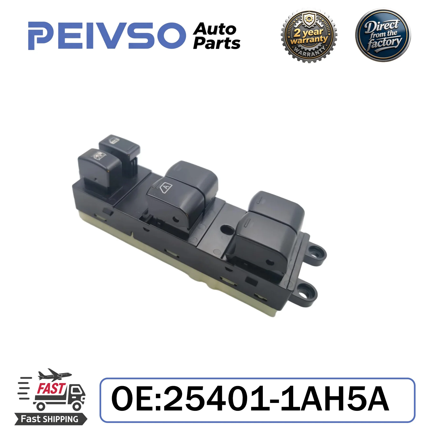 

PEIVSO 254011AH5A New Front Left Power Window Switch Driver Side Fit for Nissan 25401-1AH5A