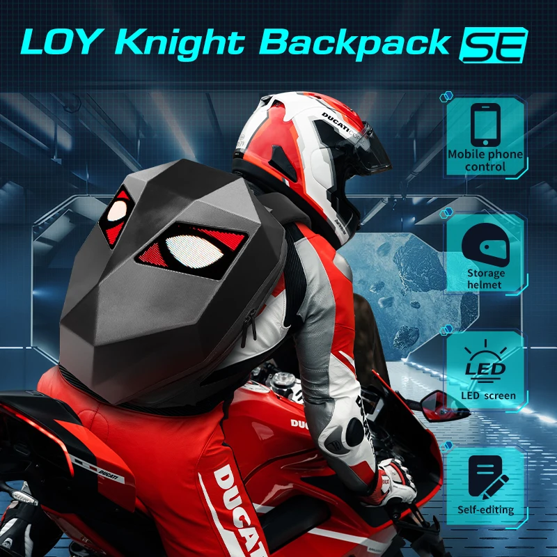 Programmable LED Backpack Full Color Screen Motorcycle Riding Men's Backpack Waterproof LED Screen Display 3D Backpack