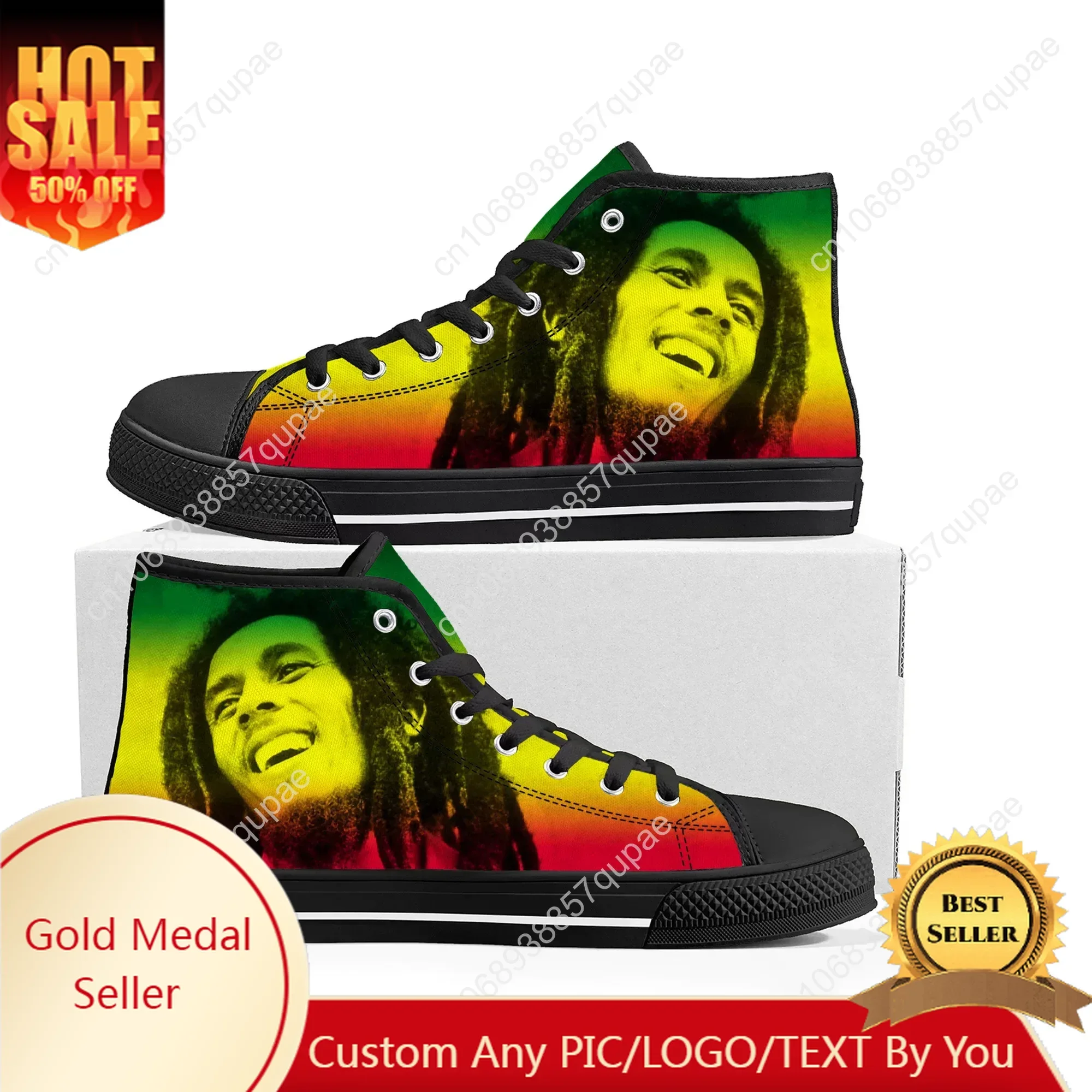 

Legend Bob Marley Reggae Rasta Music Rock High Top Sneakers Mens Womens Teenager Canvas Sneaker Casual Couple Shoes Custom Shoe