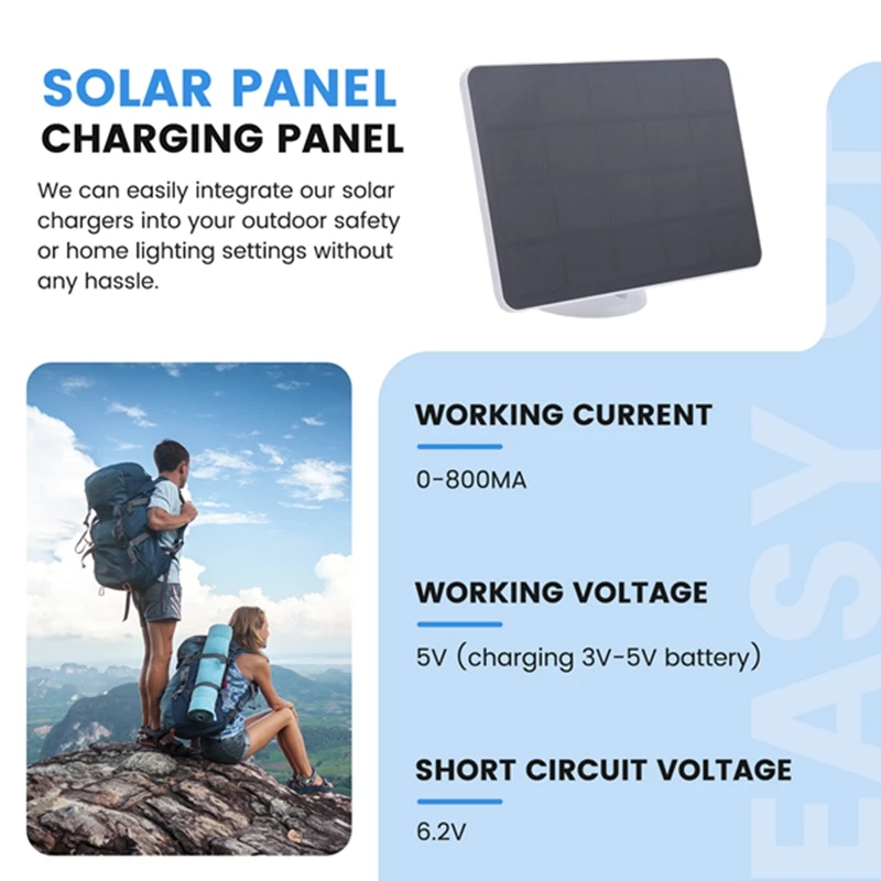 Waterproof Solar Panel Charger For Home Security Camera Solar Cells Powered Charger With Charging Cable